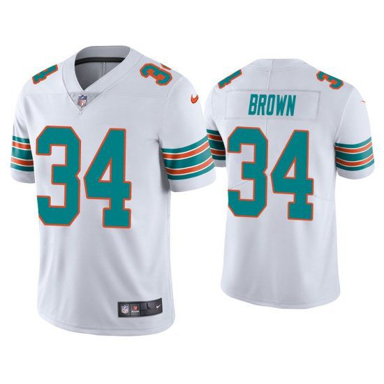 Men Miami Dolphins #34 Malcolm Brown Nike White Vapor Limited NFL Jersey